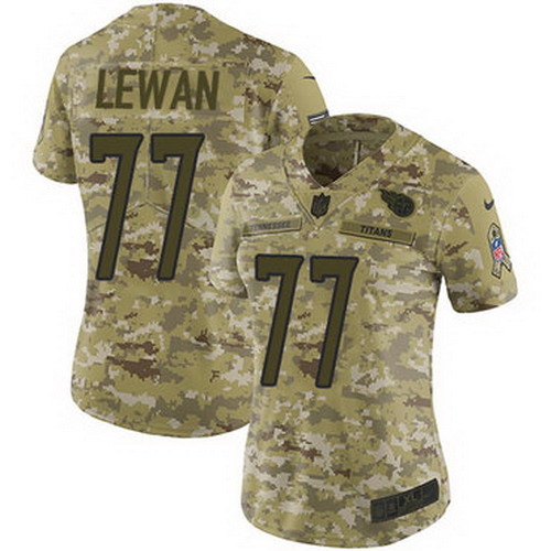 Personalized Titans #77 Taylor Lewan Camo Women’s Stitched NFL Limited 2018 Salute to Service Jersey
