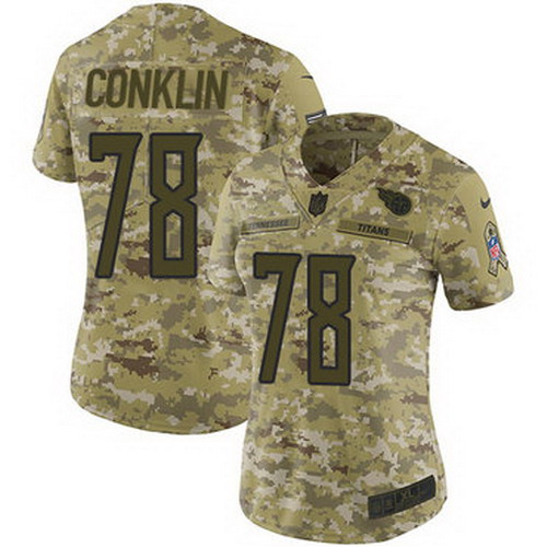 Personalized Titans #78 Jack Conklin Camo Women’s Stitched NFL Limited 2018 Salute to Service Jersey