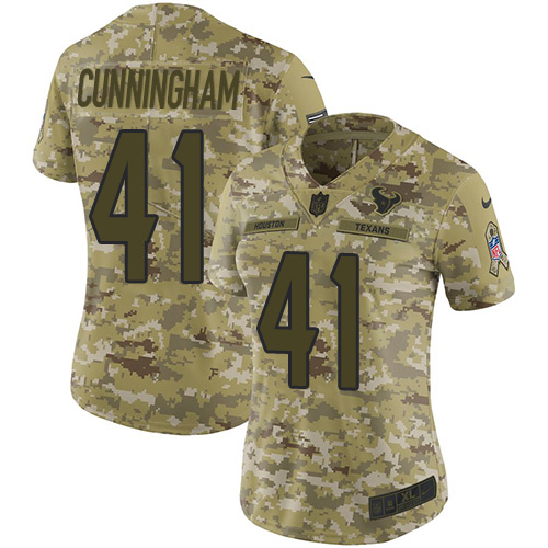 Personalized Texans #41 Zach Cunningham Camo Women’s Stitched NFL Limited 2018 Salute to Service Jersey