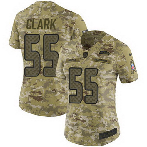 Personalized Seahawks #55 Frank Clark Camo Women’s Stitched NFL Limited 2018 Salute to Service Jersey