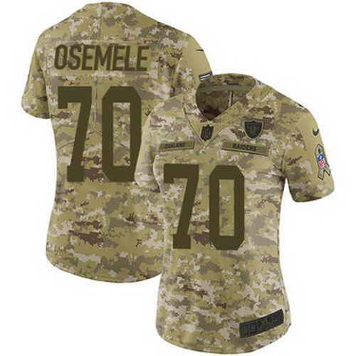 Personalized Raiders #70 Kelechi Osemele Camo Women’s Stitched NFL Limited 2018 Salute to Service Jersey