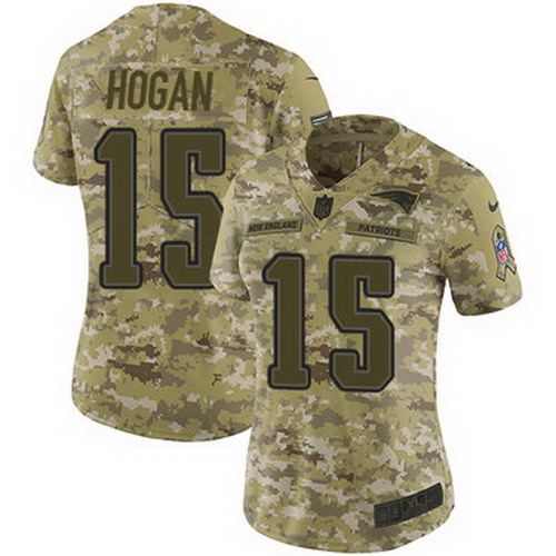 Personalized Patriots #15 Chris Hogan Camo Women’s Stitched NFL Limited 2018 Salute to Service Jersey