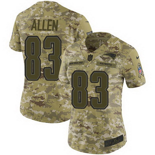 Personalized Patriots #83 Dwayne Allen Camo Women’s Stitched NFL Limited 2018 Salute to Service Jersey