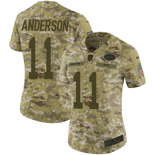 Personalized Jets #11 Robby Anderson Camo Women’s Stitched NFL Limited 2018 Salute to Service Jersey