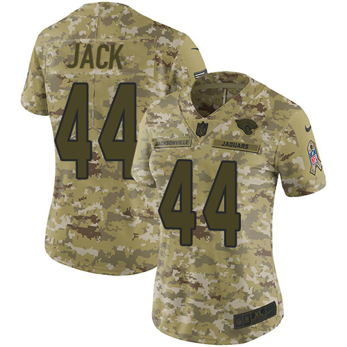 Personalized Jaguars #44 Myles Jack Camo Women’s Stitched NFL Limited 2018 Salute to Service Jersey