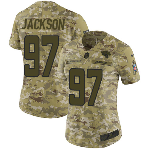 Personalized Jaguars #97 Malik Jackson Camo Women’s Stitched NFL Limited 2018 Salute to Service Jersey