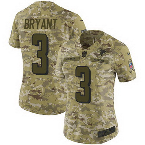 Personalized Falcons #3 Matt Bryant Camo Women’s Stitched NFL Limited 2018 Salute to Service Jersey