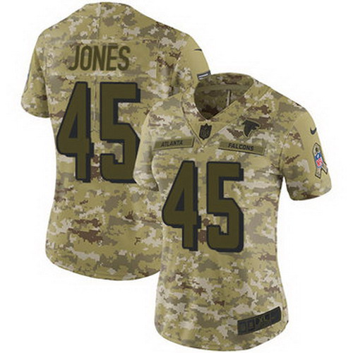 Personalized Falcons #45 Deion Jones Camo Women’s Stitched NFL Limited 2018 Salute to Service Jersey