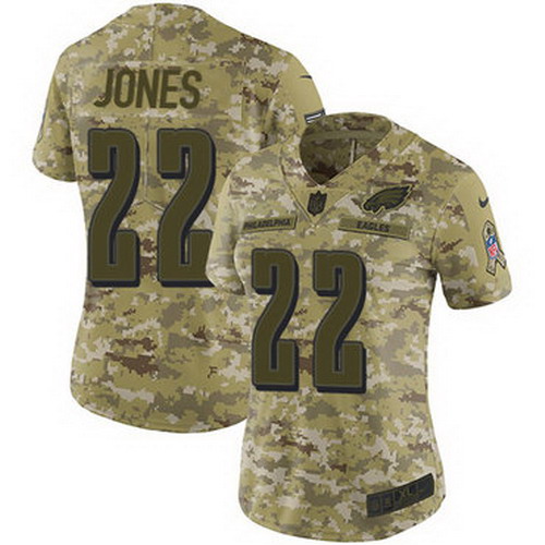 Personalized Eagles #22 Sidney Jones Camo Women’s Stitched NFL Limited 2018 Salute to Service Jersey