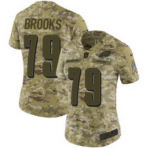 Personalized Eagles #79 Brandon Brooks Camo Women’s Stitched NFL Limited 2018 Salute to Service Jersey