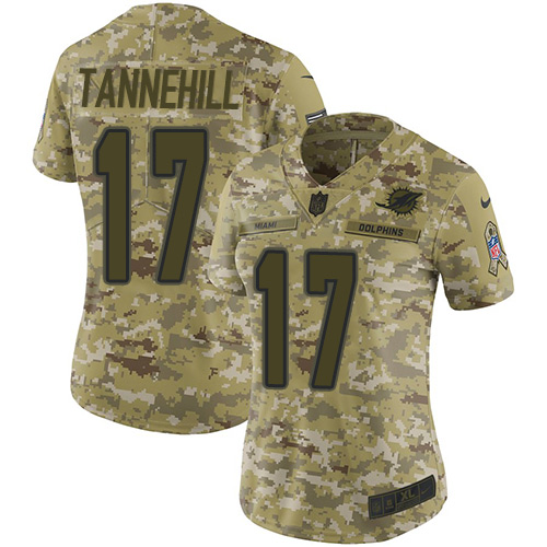 Personalized Dolphins #17 Ryan Tannehill Camo Women’s Stitched NFL Limited 2018 Salute to Service Jersey