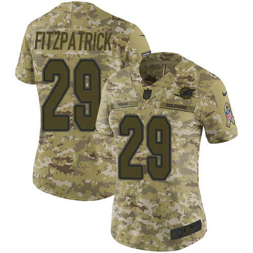 Personalized Dolphins #29 Minkah Fitzpatrick Camo Women’s Stitched NFL Limited 2018 Salute to Service Jersey