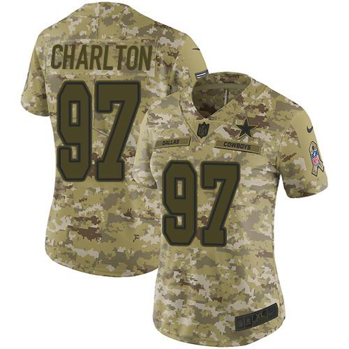 Personalized Cowboys #97 Taco Charlton Camo Women’s Stitched NFL Limited 2018 Salute to Service Jersey