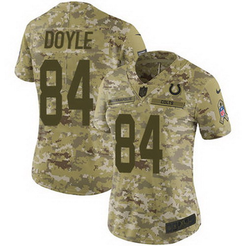 Personalized Colts #84 Jack Doyle Camo Women’s Stitched NFL Limited 2018 Salute to Service Jersey