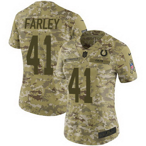 Personalized Colts #41 Matthias Farley Camo Women’s Stitched NFL Limited 2018 Salute to Service Jersey