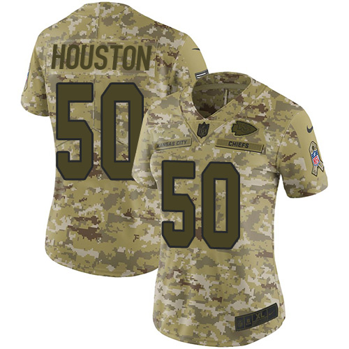 Personalized Chiefs #50 Justin Houston Camo Women’s Stitched NFL Limited 2018 Salute to Service Jersey