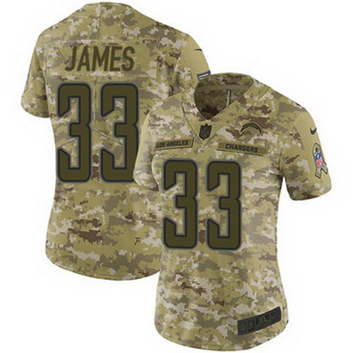 Personalized Chargers #33 Derwin James Camo Women’s Stitched NFL Limited 2018 Salute to Service Jersey