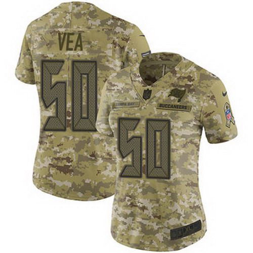 Personalized Buccaneers #50 Vita Vea Camo Women’s Stitched NFL Limited 2018 Salute to Service Jersey