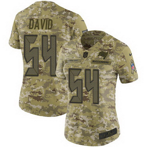 Personalized Buccaneers #54 Lavonte David Camo Women’s Stitched NFL Limited 2018 Salute to Service Jersey