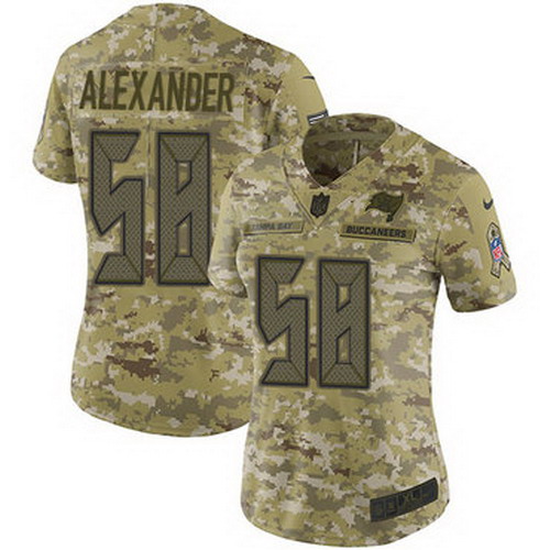 Personalized Buccaneers #58 Kwon Alexander Camo Women’s Stitched NFL Limited 2018 Salute to Service Jersey