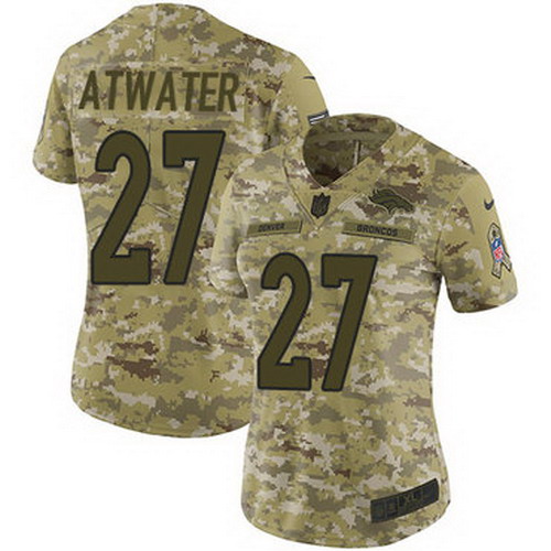 Personalized Broncos #27 Steve Atwater Camo Women’s Stitched NFL Limited 2018 Salute to Service Jersey