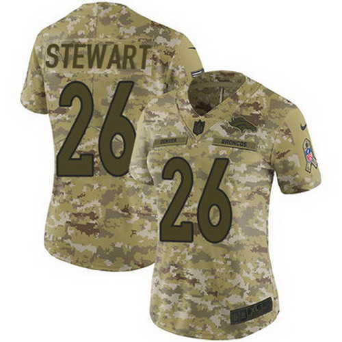 Personalized Broncos #26 Darian Stewart Camo Women’s Stitched NFL Limited 2018 Salute to Service Jersey