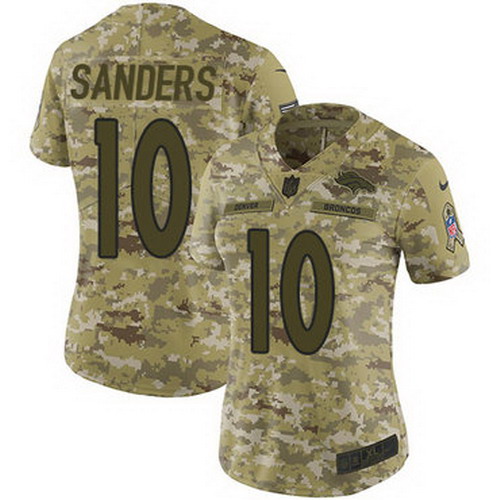 Personalized Broncos #10 Emmanuel Sanders Camo Women’s Stitched NFL Limited 2018 Salute to Service Jersey