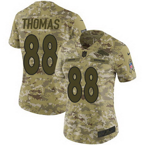 Personalized Broncos #88 Demaryius Thomas Camo Women’s Stitched NFL Limited 2018 Salute to Service Jersey