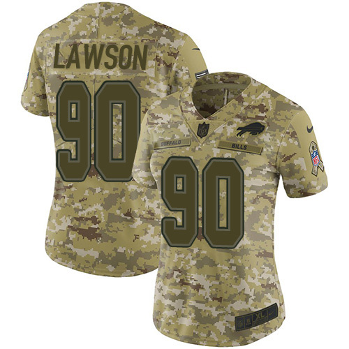 Personalized Bills #90 Shaq Lawson Camo Women’s Stitched NFL Limited 2018 Salute to Service Jersey