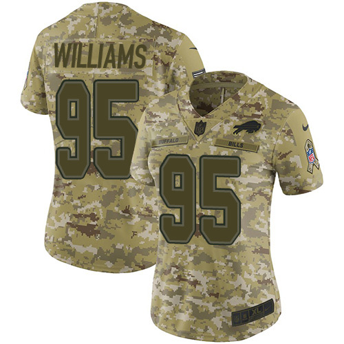 Personalized Bills #95 Kyle Williams Camo Women’s Stitched NFL Limited 2018 Salute to Service Jersey
