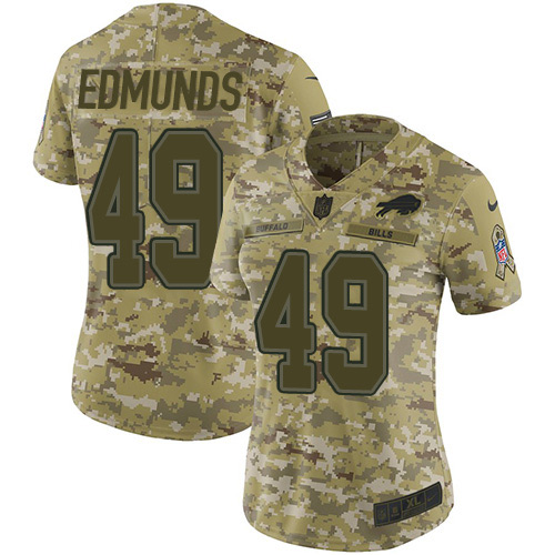 Personalized Bills #49 Tremaine Edmunds Camo Women’s Stitched NFL Limited 2018 Salute to Service Jersey
