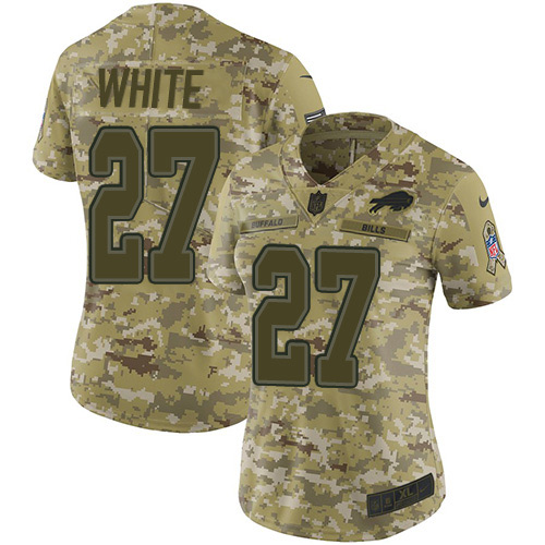 Personalized Bills #27 Tre’Davious White Camo Women’s Stitched NFL Limited 2018 Salute to Service Jersey