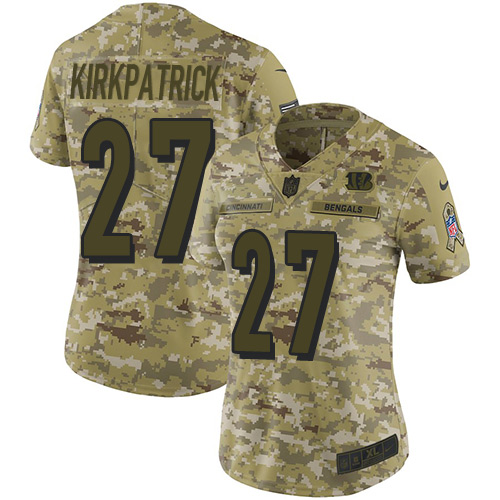 Personalized Bengals #27 Dre Kirkpatrick Camo Women’s Stitched NFL Limited 2018 Salute to Service Jersey