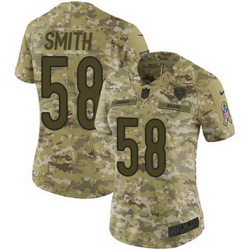 Personalized Bears #58 Roquan Smith Camo Women’s Stitched NFL Limited 2018 Salute to Service Jersey