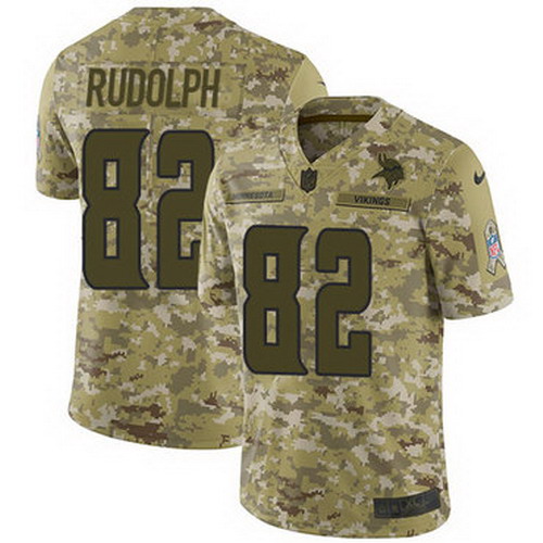 Personalized Vikings #82 Kyle Rudolph Camo Youth Stitched NFL Limited 2018 Salute to Service Jersey