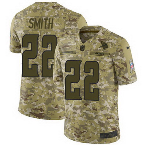 Personalized Vikings #22 Harrison Smith Camo Youth Stitched NFL Limited 2018 Salute to Service Jersey