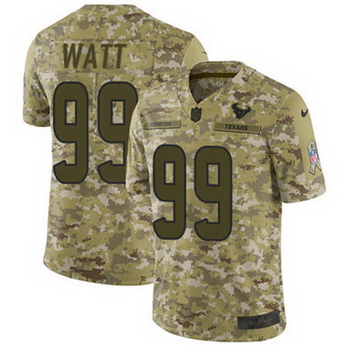 Personalized Texans #99 J.J. Watt Camo Youth Stitched NFL Limited 2018 Salute to Service Jersey