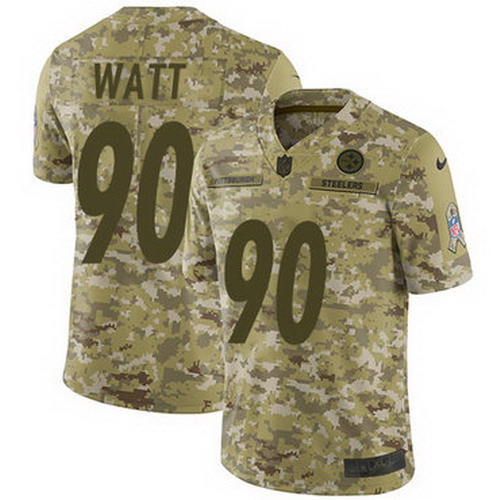 Personalized Steelers #90 T. J. Watt Camo Youth Stitched NFL Limited 2018 Salute to Service Jersey