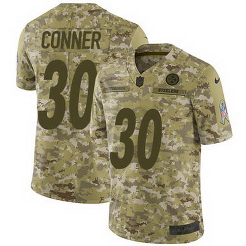 Personalized Steelers #30 James Conner Camo Youth Stitched NFL Limited 2018 Salute to Service Jersey