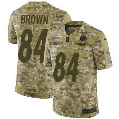 Personalized Steelers #84 Antonio Brown Camo Youth Stitched NFL Limited 2018 Salute to Service Jersey