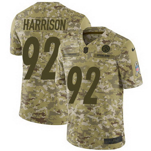 Personalized Steelers #92 James Harrison Camo Youth Stitched NFL Limited 2018 Salute to Service Jersey