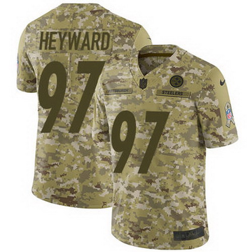 Personalized Steelers #97 Cameron Heyward Camo Youth Stitched NFL Limited 2018 Salute to Service Jersey