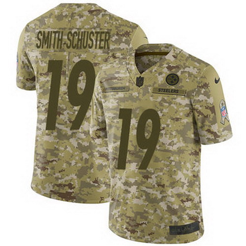 Personalized Steelers #19 JuJu Smith-Schuster Camo Youth Stitched NFL Limited 2018 Salute to Service Jersey