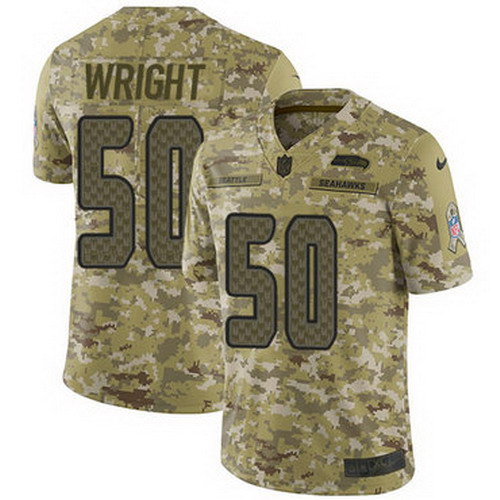 Personalized Seahawks #50 K.J. Wright Camo Youth Stitched NFL Limited 2018 Salute to Service Jersey