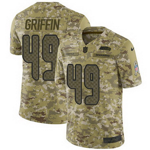 Personalized Seahawks #49 Shaquem Griffin Camo Youth Stitched NFL Limited 2018 Salute to Service Jersey
