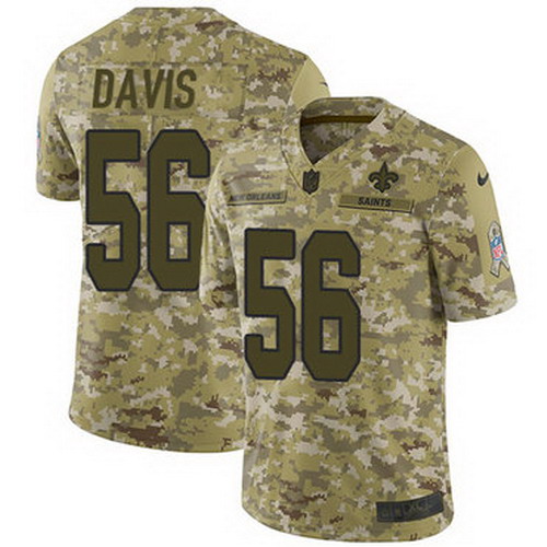 Personalized Saints #56 DeMario Davis Camo Youth Stitched NFL Limited 2018 Salute to Service Jersey