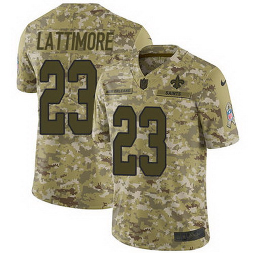 Personalized Saints #23 Marshon Lattimore Camo Youth Stitched NFL Limited 2018 Salute to Service Jersey
