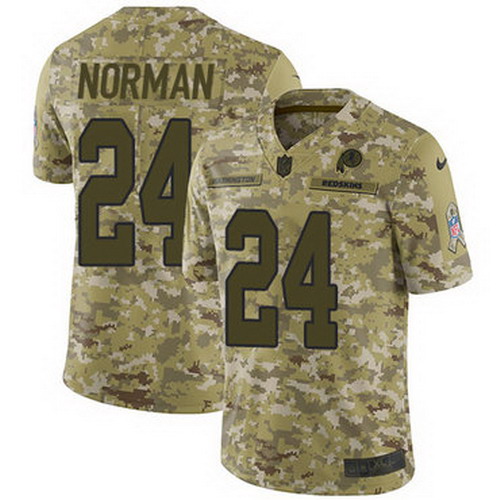 Personalized Redskins #24 Josh Norman Camo Youth Stitched NFL Limited 2018 Salute to Service Jersey