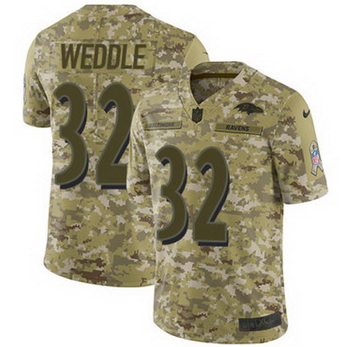Personalized Ravens #32 Eric Weddle Camo Youth Stitched NFL Limited 2018 Salute to Service Jersey