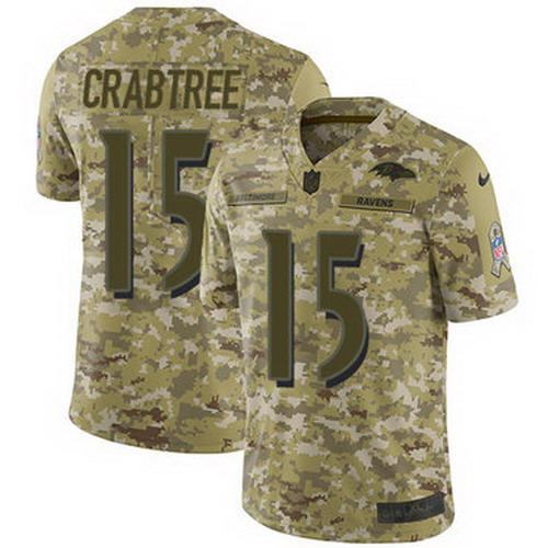 Personalized Ravens #15 Michael Crabtree Camo Youth Stitched NFL Limited 2018 Salute to Service Jersey